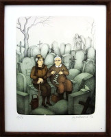 Iva Hüttnerová - Židovský hřbitov - grafika 